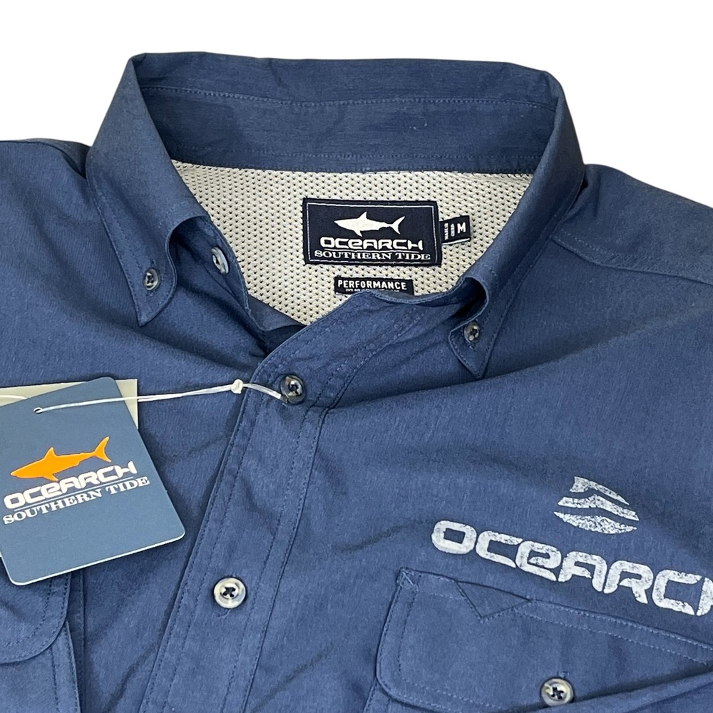 Southern Tide OCEARCH Captain Wayne Workshirt Mens Medium Blue Performance